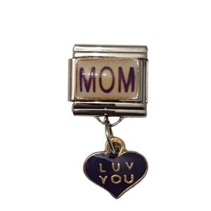 Italian Charmlink for Italian Charm‎ Bracelet Mom with Luv You Dangle Hea…